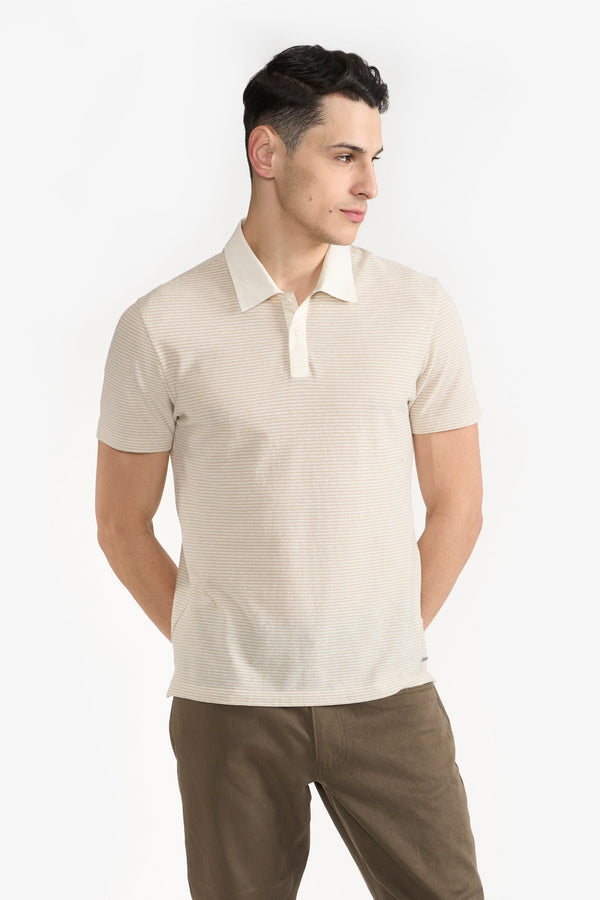 Beige and White Manuel Men T Shirt