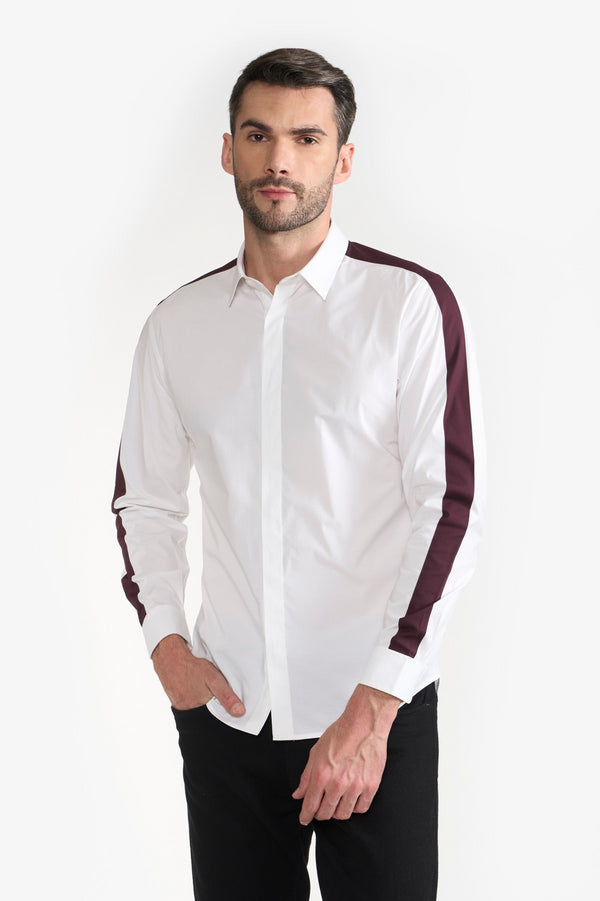 White / Wine Joss Men Shirt