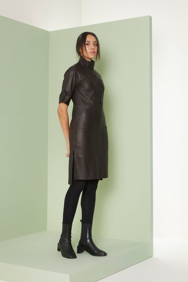 Dark Brown Nala Leather Dress