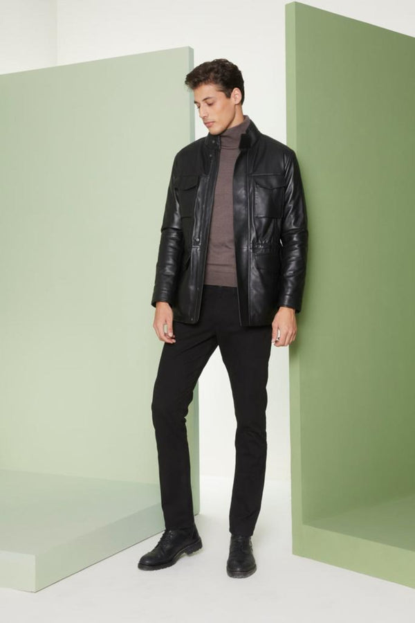 Black Quin Leather Jacket