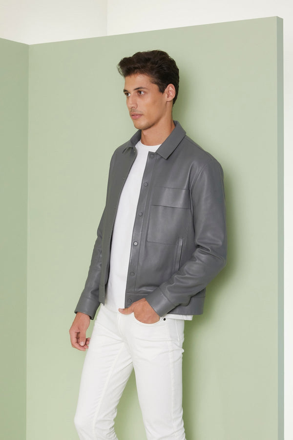 Graphite Grey Diallo Leather Jacket