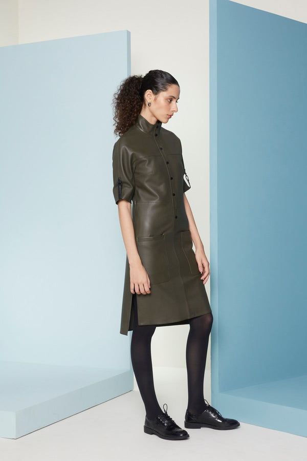 Olive Nala Leather Dress