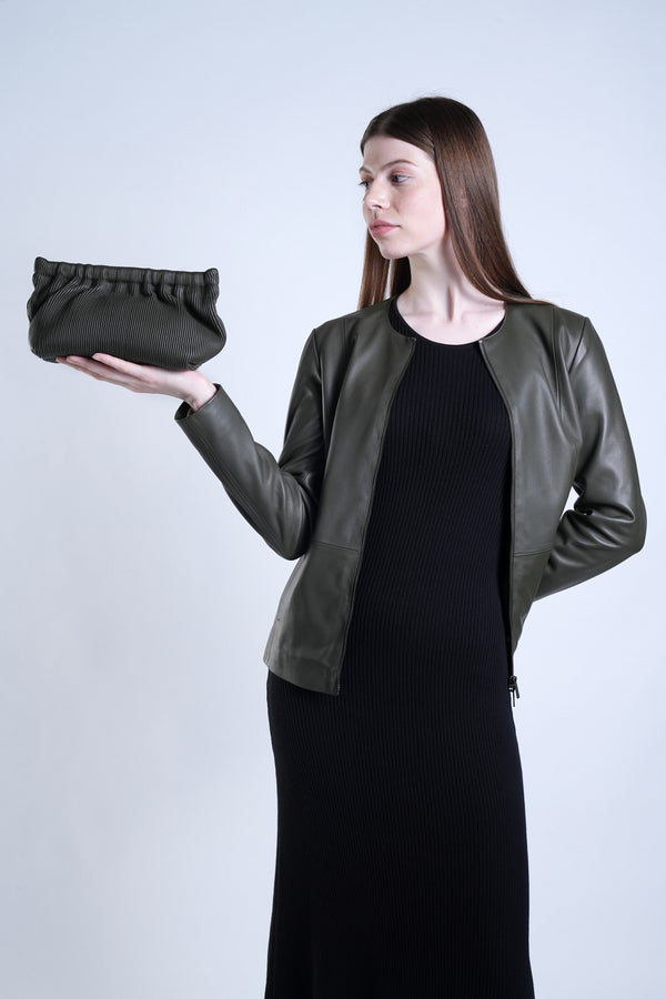 Dark Olive Regina Evening Clutch/ Shoulder Bag