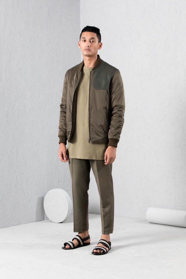 Olive Arush Mix Media Jacket