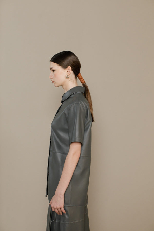 Grey Nayeli Leather Shirt