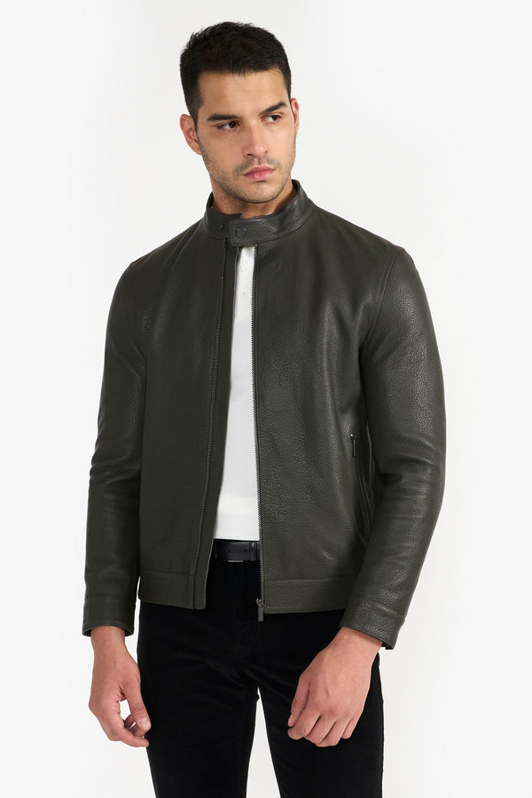 Olive Andrew Leather Jacket