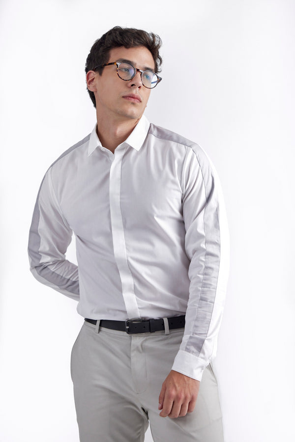 White with Grey Stripe Joss Shirt